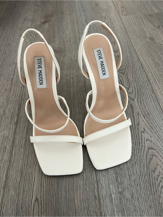 Steve Madden Shoes - Steve Madden White Strappy Square-Toe Slingback Heels